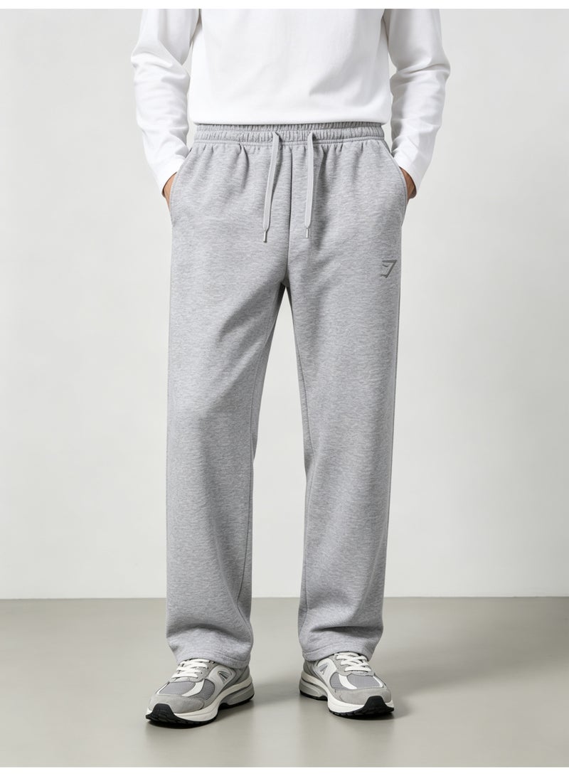 Gymshark Unisex Straight Leg Sweatpants, Elastic Drawstring Waist Casual Gym Workout Trousers, Grey - Image 1