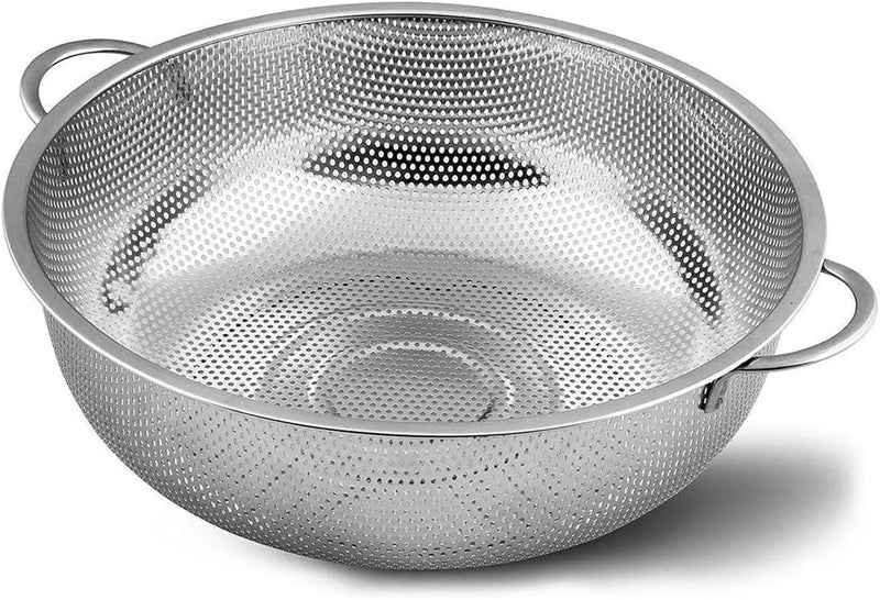 ONPRIX Stainless Steel Micro-Perforated Colander Kitchen Strainer Sieve with Handle - Large 5 Quart Bowl - Pasta, Rice, Fruit, Vegetable Drainer(Color Silver) - Image 1