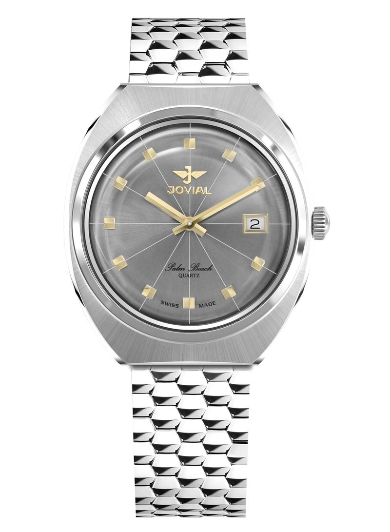 Jovial Men's Fashion Stainless Steel watch, 37mm, Grey - Image 1