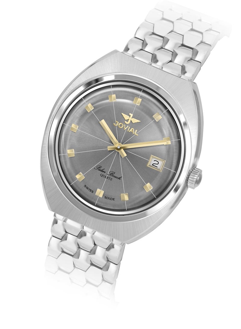 Jovial Men's Fashion Stainless Steel watch, 37mm, Grey - Image 2