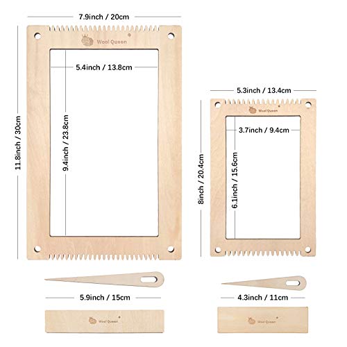 Wool Queen Hand U Journey Rectangle Weaving Loom Kit 7.9''x11.8'' and 5.3''x7.8'', 2 Set with Weaving Tools and 16 Pages Instruction Book-Size M - Image 2