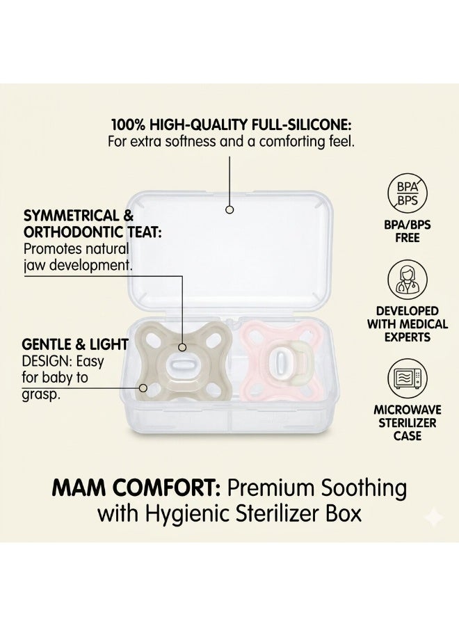 Mam Baby Comfort Silicone Pacifier - 0 - 3 M | Sealife Blue & Beige - Pack of 2 - Image 5