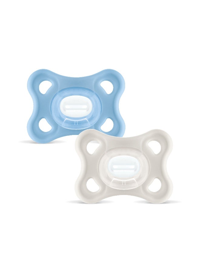 Mam Baby Comfort Silicone Pacifier - 0 - 3 M | Sealife Blue & Beige - Pack of 2 - Image 1