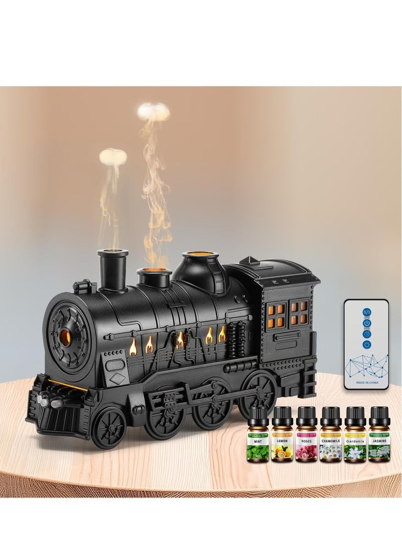 ELTRAZONE Train Diffuser 300ml Aromatherapy Diffuser Top 6 Essential Oils Gift Set, Remote Control, Cool Mist with 2 Light & 2 Mist Modes, Auto Shut-Off for Bedroom Office, Hotel (Train Black). - Image 1