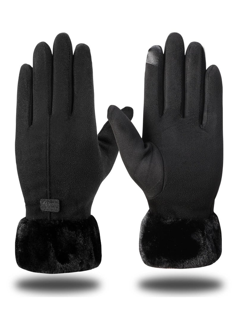 KASTWAVE Winter Gloves for Women, Warm Touchscreen Glove Windproof Elastic Texting Gloves Women(Black)  - Image 1