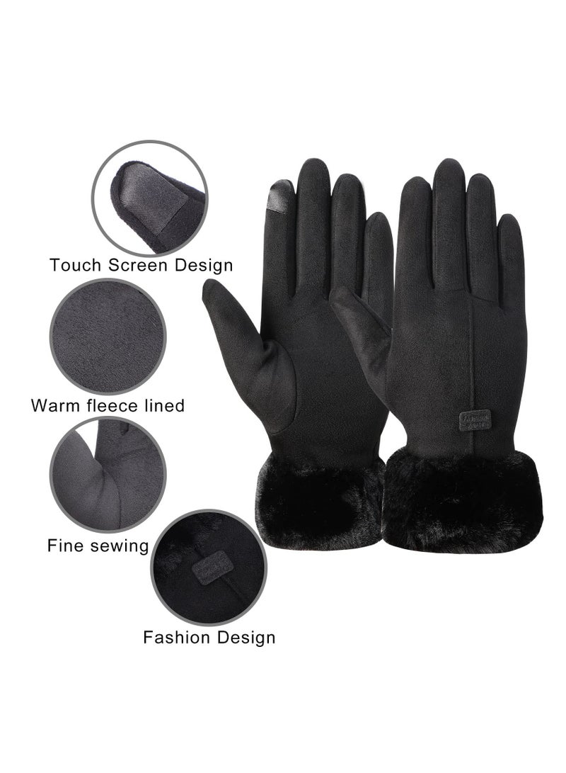KASTWAVE Winter Gloves for Women, Warm Touchscreen Glove Windproof Elastic Texting Gloves Women(Black)  - Image 2