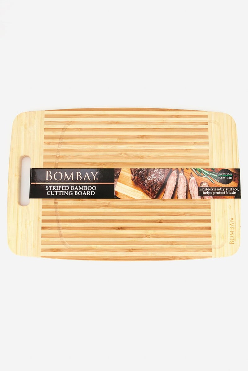 Bombay Stripe Bamboo Cutting Board, Brown  - Image 1