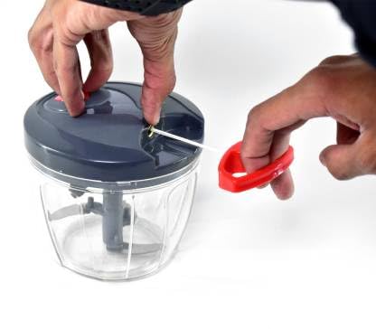 Oblivion Plastic Manual Chopper for Kitchen – 750 ML Grey Handy Onion Cutter, Vegetable & Fruit Chopper Machine with 5 Stainless Steel Blades, Quick String Chopper - Image 3