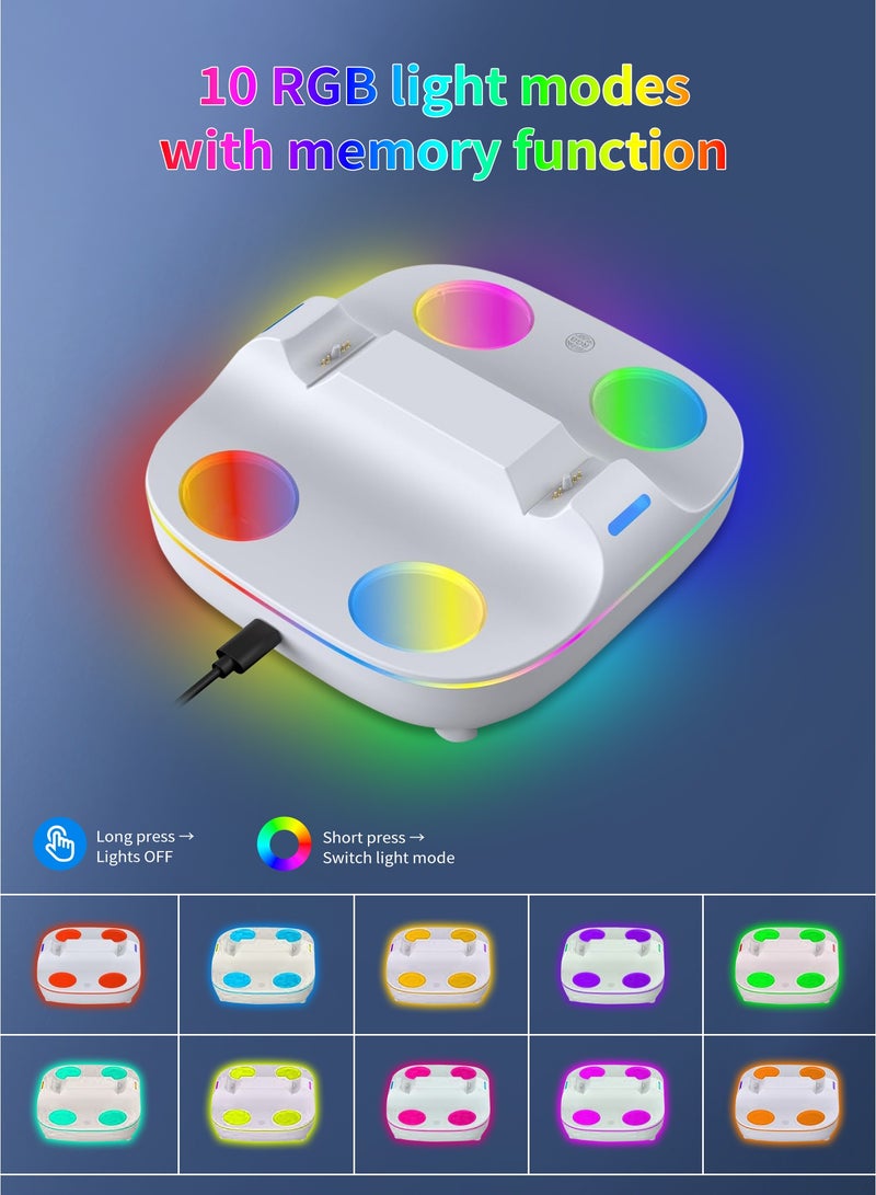 DOBE PS5 Controller Charging Stand - Dual Charging for PS5 DualSense Controllers, Fast 2.5 Hours Charging, RGB Lighting, Overcharge Prevention, LED Indicator, USB-C Cable Included - White - Image 4