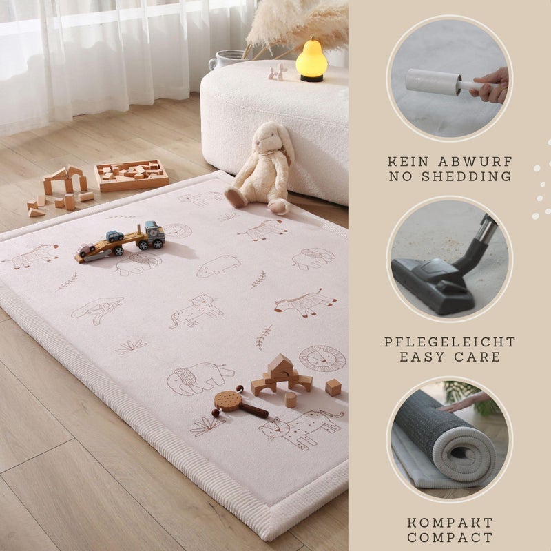 Hakuna Matte CloudSoft Baby Play Mat for Floor 47" x 67" Safari Animals â€“ Coral Velvet Memory Foam Rug for Crawling Cozy Play â€“ Non-Slip, Water-Resistant, Easy-Care Tummy Time Mat, Playmat for Playpen - Image 4