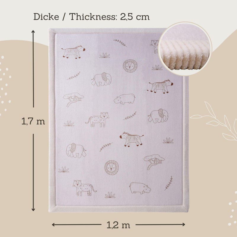 Hakuna Matte CloudSoft Baby Play Mat for Floor 47" x 67" Safari Animals â€“ Coral Velvet Memory Foam Rug for Crawling Cozy Play â€“ Non-Slip, Water-Resistant, Easy-Care Tummy Time Mat, Playmat for Playpen - Image 2