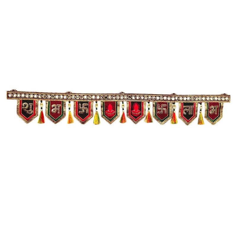 Ascension Ganesh ji Kalash Traditional Art Handmade Door Bandarwal toran for Home Dcor Hangings for Decoration Multicolour Set of 1 - Image 2