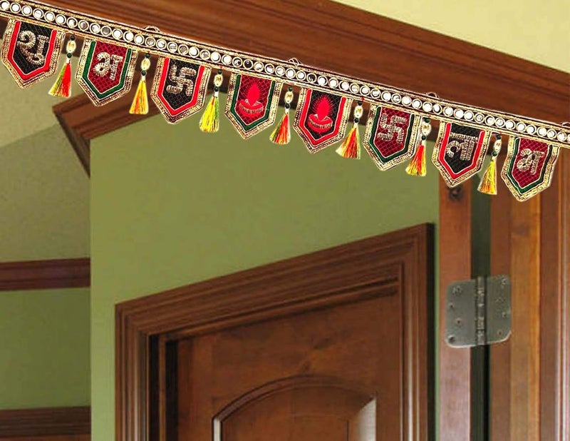 Ascension Ganesh ji Kalash Traditional Art Handmade Door Bandarwal toran for Home Dcor Hangings for Decoration Multicolour Set of 1 - Image 1