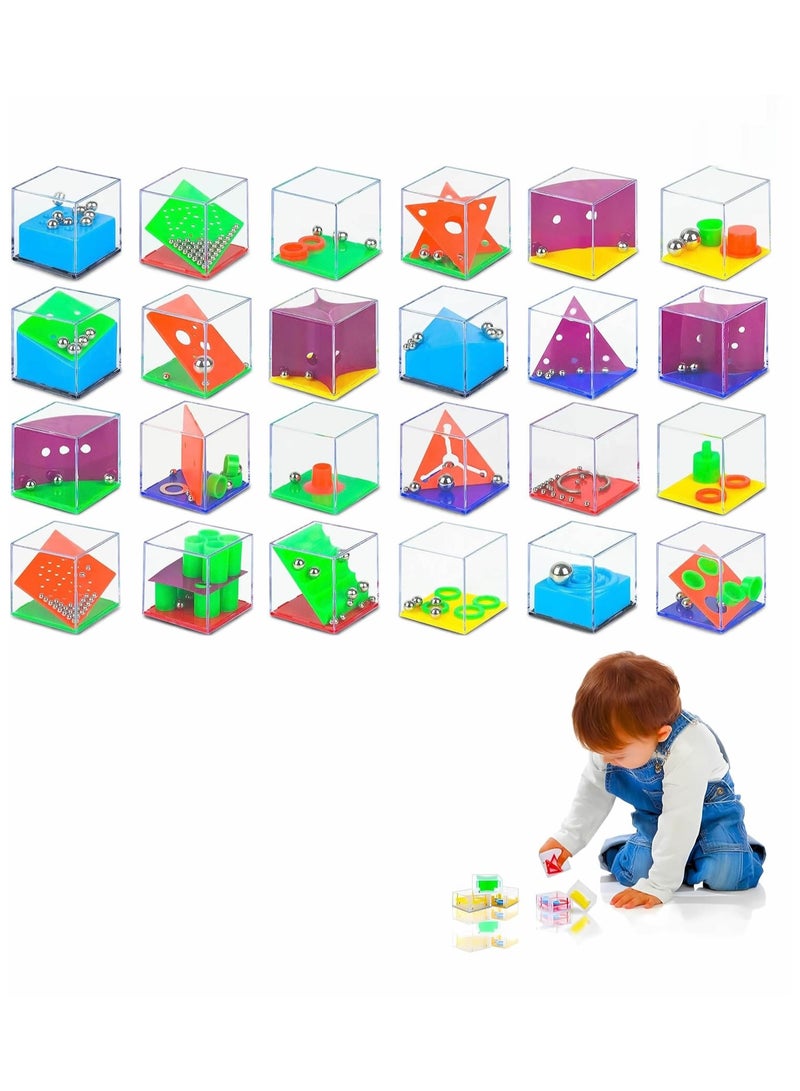 24 Pack Brain Teaser Puzzles Cubes for Kids, IQ Maze Game Puzzle Balance Game Challenges, Suitable for Kids Mini Games Party Favors - Image 1