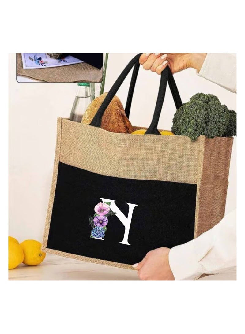 PRINTSHOP4ME Jute Bag Initial Letter Printed Design–Reusable,Durable Tote Bag For Gifting Or Everyday Use|Used For Festive Celebrations&Gifts For Special Person  - Image 3