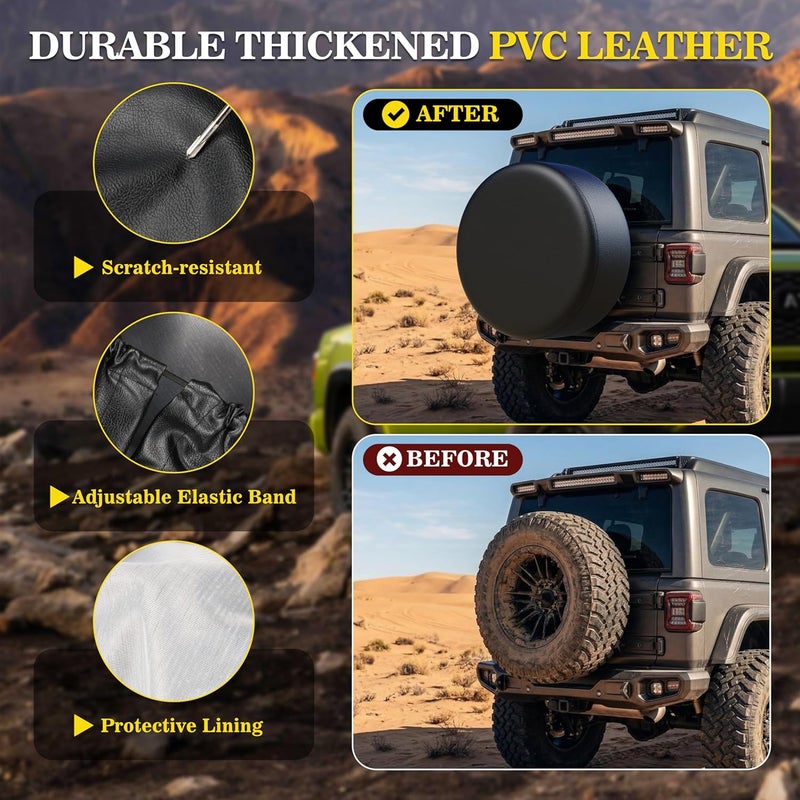 MOONET 27-30 inch Spare Tire Cover Thickening Leather Universal Fit for Jeep, Trailer, RV, SUV, Truck, Tough Tire Wheel Soft Cover (Fits Entire Wheel Size 27-30 inch) - Image 5