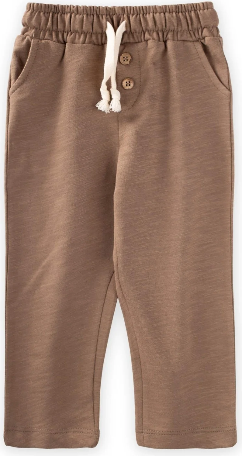 Cigit Men's Tracksuit with Pockets and Placket 1-9 Years Mink
