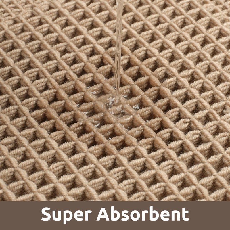 AMOAMI Waffle Bath-Mat, 24"x36" Super Absorbent Bath Mats for Bathroom Non Slip, Machine Washable Bathroom Rugs with Tassels Ultra Soft Boho Bath Rugs for Floor Beige - Image 4