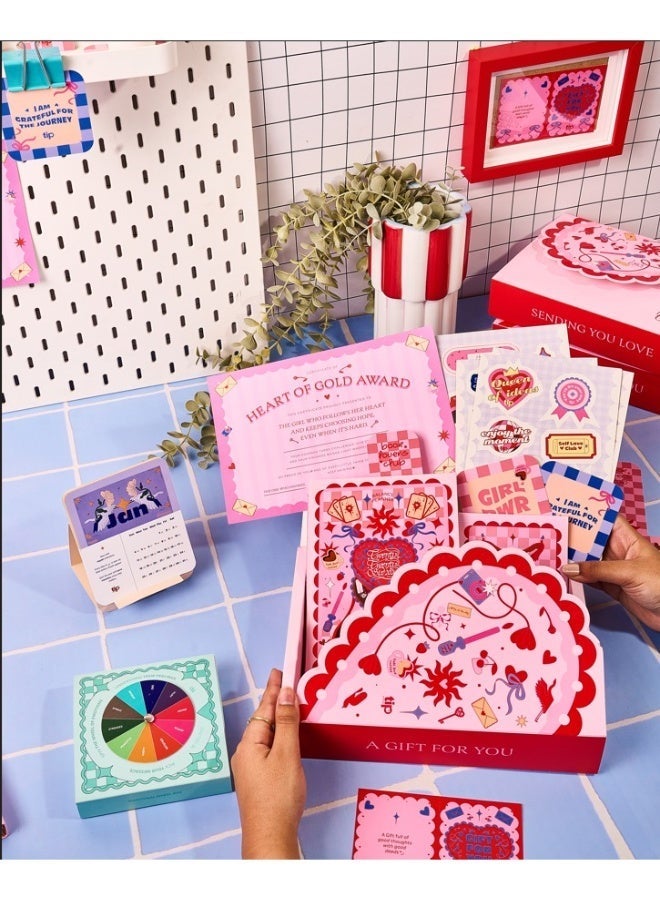Tip Of The Day | Blushy heart - Balance box 2026 English| 2026 Agenda 384 Pages | To-do List |Emotions Box – 40 Inspirational & Messages | Pen | Coaster | Calendar |Bookmark | 4 sticker sheets - Image 1