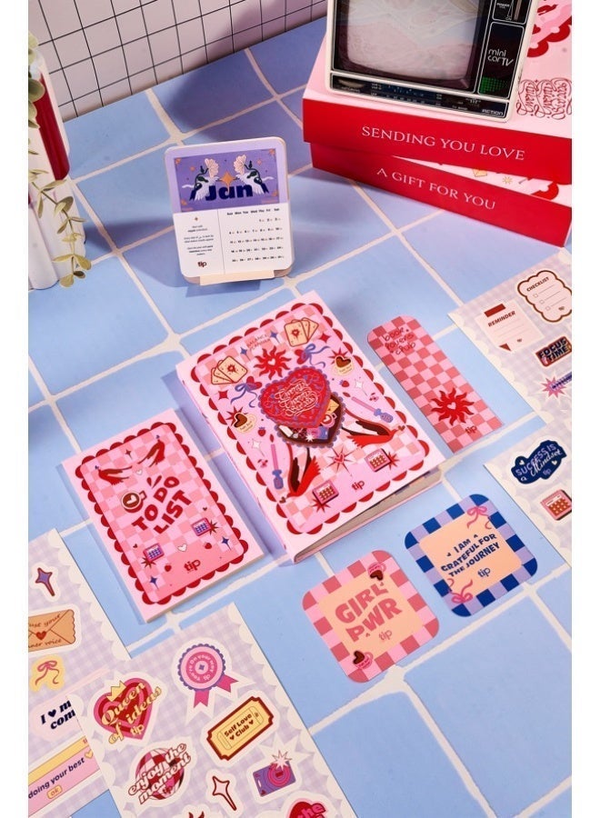 Tip Of The Day | Blushy heart - Balance box 2026 English| 2026 Agenda 384 Pages | To-do List |Emotions Box – 40 Inspirational & Messages | Pen | Coaster | Calendar |Bookmark | 4 sticker sheets - Image 4