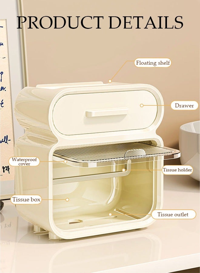 DUNISO Wall Mounted Clear Tissue Box Holder Wall Mounted for Bathrooms Double-deck Large Capacity Plastic Decorative Tissue Box with Drawer for Home Decor Transparent - Image 3