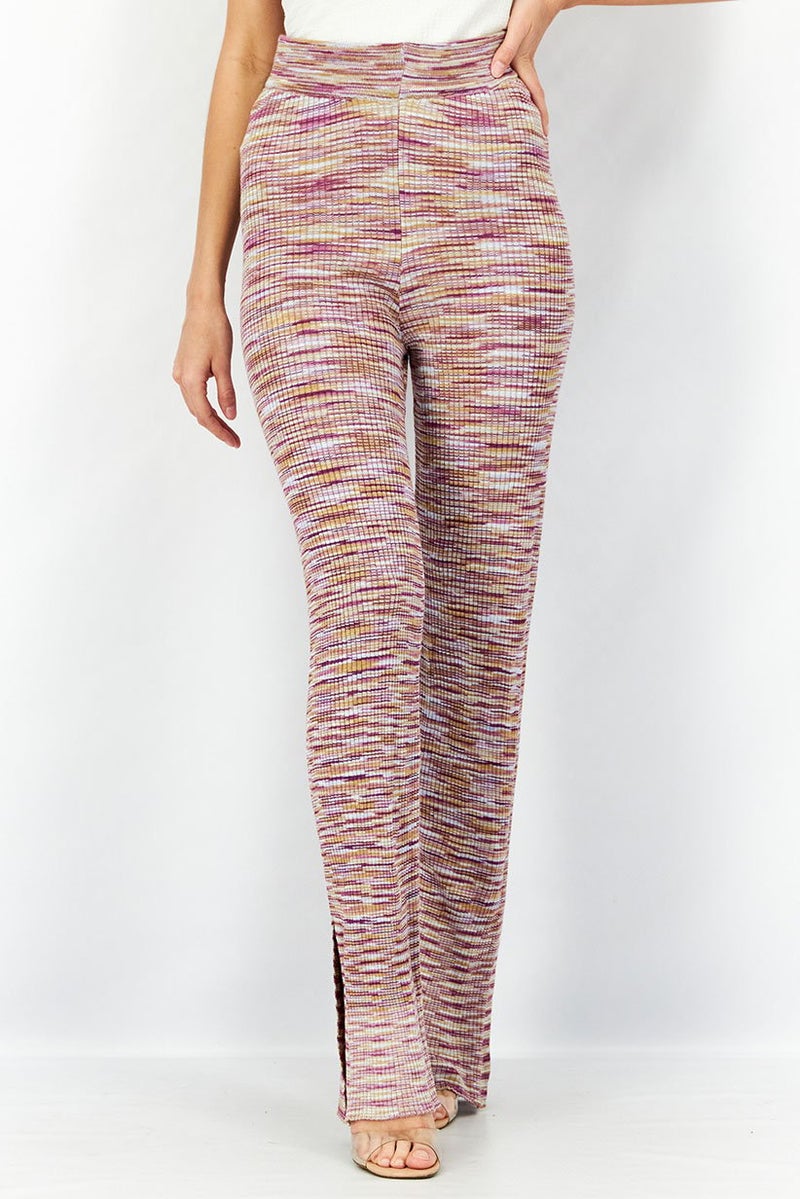 Reserved Women Regular Fit Stripe Stretchable Pants, Violet Combo - Image 1