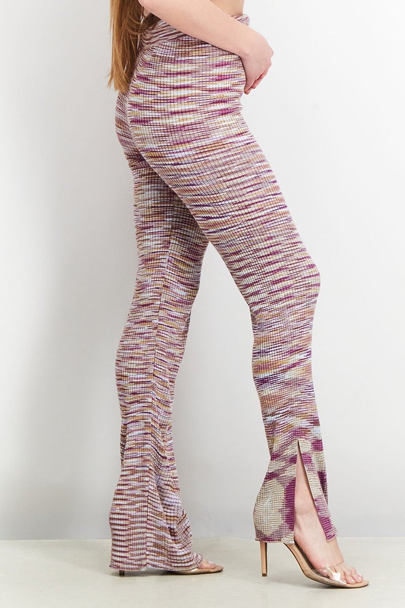 Reserved Women Regular Fit Stripe Stretchable Pants, Violet Combo - Image 5