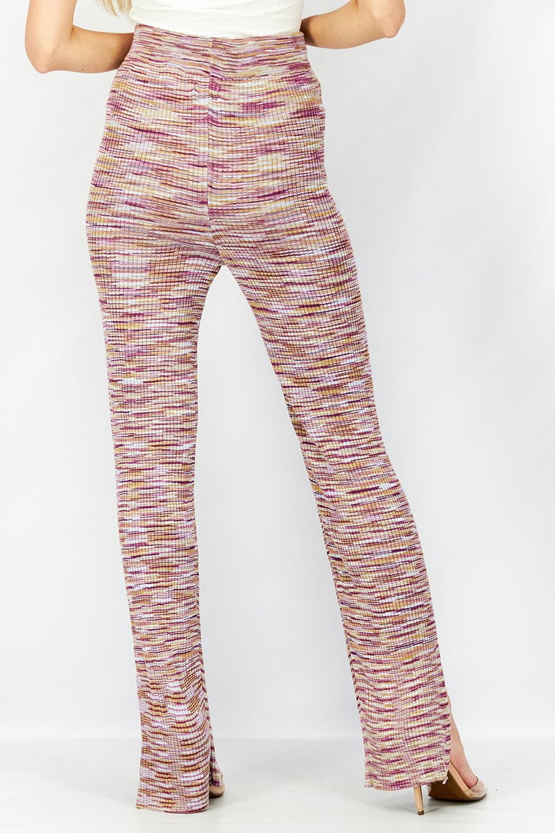 Reserved Women Regular Fit Stripe Stretchable Pants, Violet Combo - Image 4