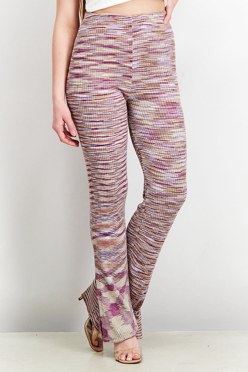 Reserved سروال نسائي عادي بقصة مريحة مع خطوط قابلة للتمدد، مجموعة بنفسجية - Image 4