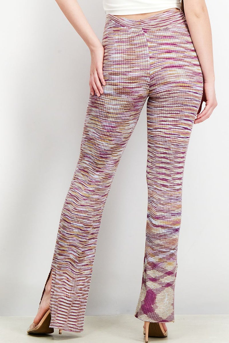 Reserved سروال نسائي عادي بقصة مريحة مع خطوط قابلة للتمدد، مجموعة بنفسجية - Image 2