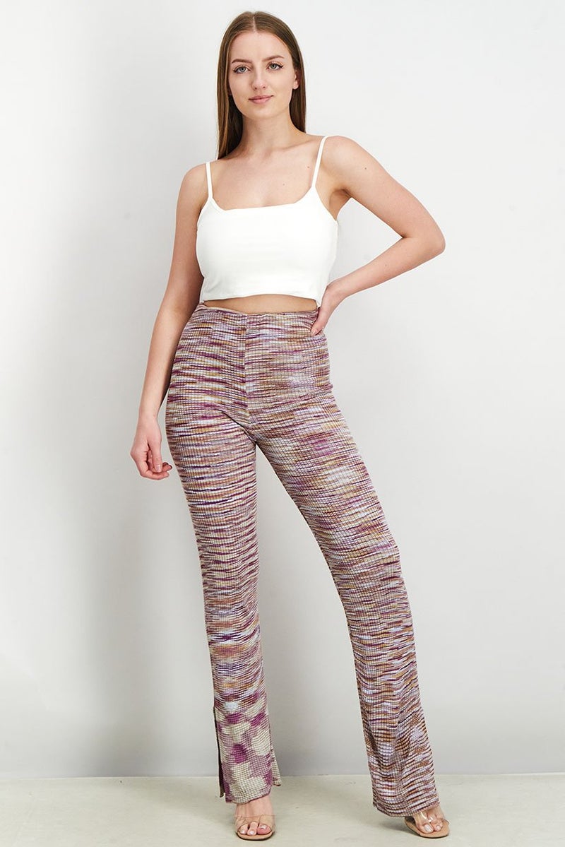 Reserved Women Regular Fit Stripe Stretchable Pants, Violet Combo - Image 3