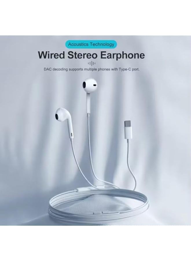 Risen - TYPE C Headphones Wired Earphones USB C Built- in Mic & Volume Control Headset Compaatible with Pro Max Plus, iPad Pro, Android Smart Phone,S23/S22/S21/S20, Note10/20, A53/A54 - Image 1