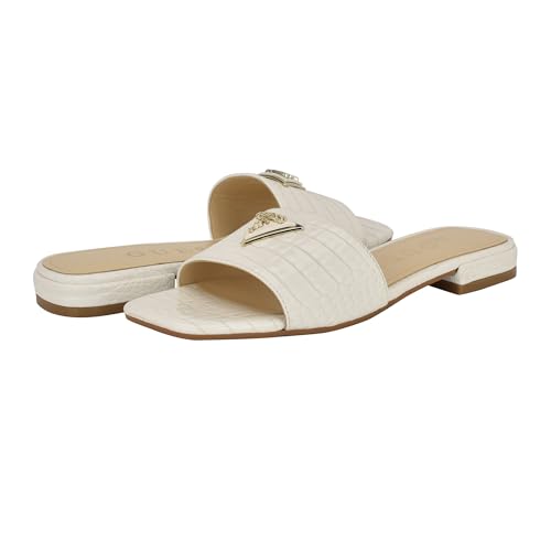 Guess Women's TAMSEA Flat Sandal, White Croco 140, 7.5 - Image 2