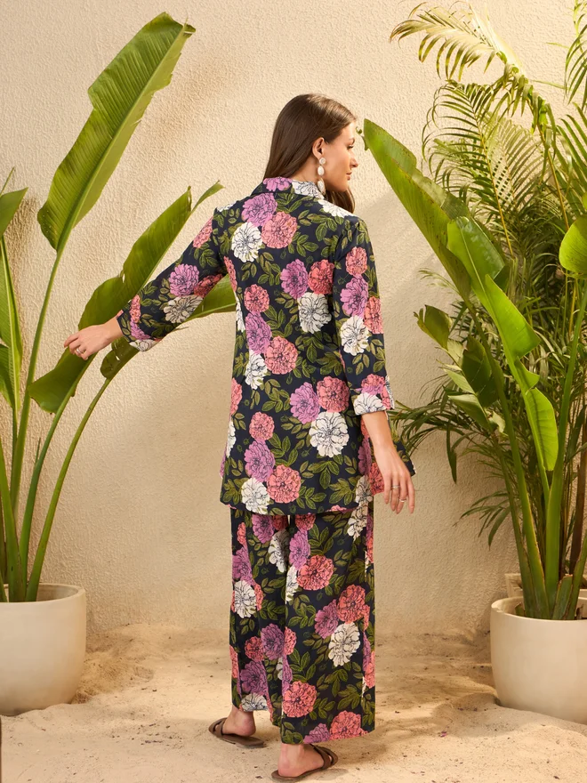 Take Two Floral Printed Pure Cotton Tunic and Trousers Co-Ords By Imana