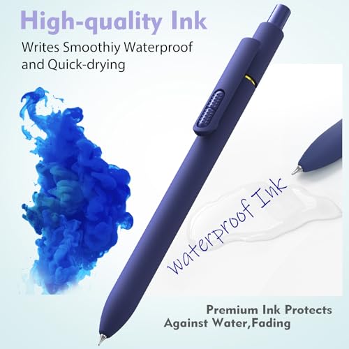 Hiacry 16Pcs Blue Ink Gel Pens，Quick-Dry 0.7mm Fine Point Fidget Pens for Smooth Writing, Journaling & Drawing, Aesthetic Pen for Women, School & Office Supplies (Vintage + Morandi Blue Ink 16Pack - Image 5