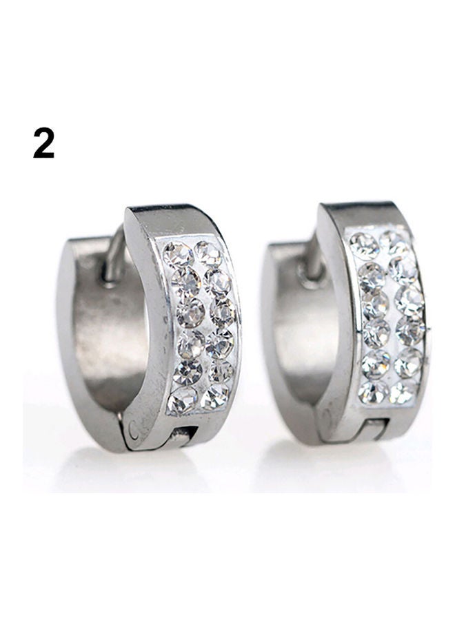 Pair Of 1 Rhinestones Inlaid Titanium Steel Ear Studs