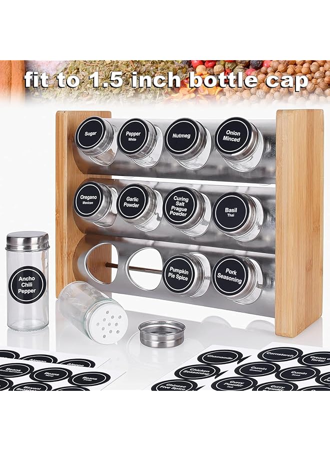 erorex 432Pcs Spice Labels Stickers 1.4In Black Spice Labels Waterproof Adhesive Round Preprinted Spice And Blank Labels For Jars Caps Spice Organizers 12 Sheets .  - Image 5