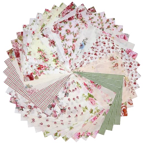 Hanjunzhao Layer Cake Fabric for Quilting 10 inch, Layer Cake Fabric Clearance, Layer Cakes 10 inch Squares for Quilting, Sewing, Birthday Valentine's Party Decor, and Crafts, Vintage Floral - Image 1