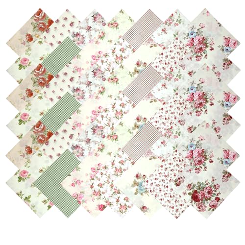 Hanjunzhao Layer Cake Fabric for Quilting 10 inch, Layer Cake Fabric Clearance, Layer Cakes 10 inch Squares for Quilting, Sewing, Birthday Valentine's Party Decor, and Crafts, Vintage Floral - Image 5