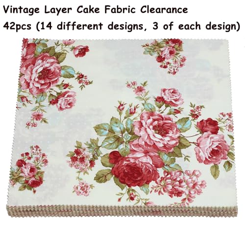Hanjunzhao Layer Cake Fabric for Quilting 10 inch, Layer Cake Fabric Clearance, Layer Cakes 10 inch Squares for Quilting, Sewing, Birthday Valentine's Party Decor, and Crafts, Vintage Floral - Image 3