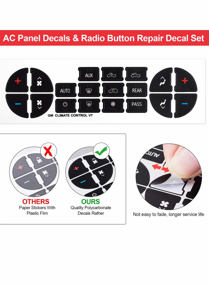 SOLARAE AC Dash Button Repair Sticker for Chevy, Car Replacement Part Fixing Ruined Faded Control Radio Decal SUV Truck Accessories（6 Packs ） - Image 4