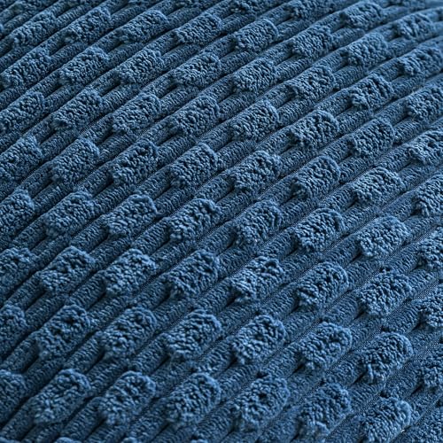 Cozoomy Set of 4 Blue Decorative Throw Pillow Covers 18x18 Inch Corduroy Pillow Covers for Bed Couch Sofa Living Room Soft Square Cushion Cases - Image 5