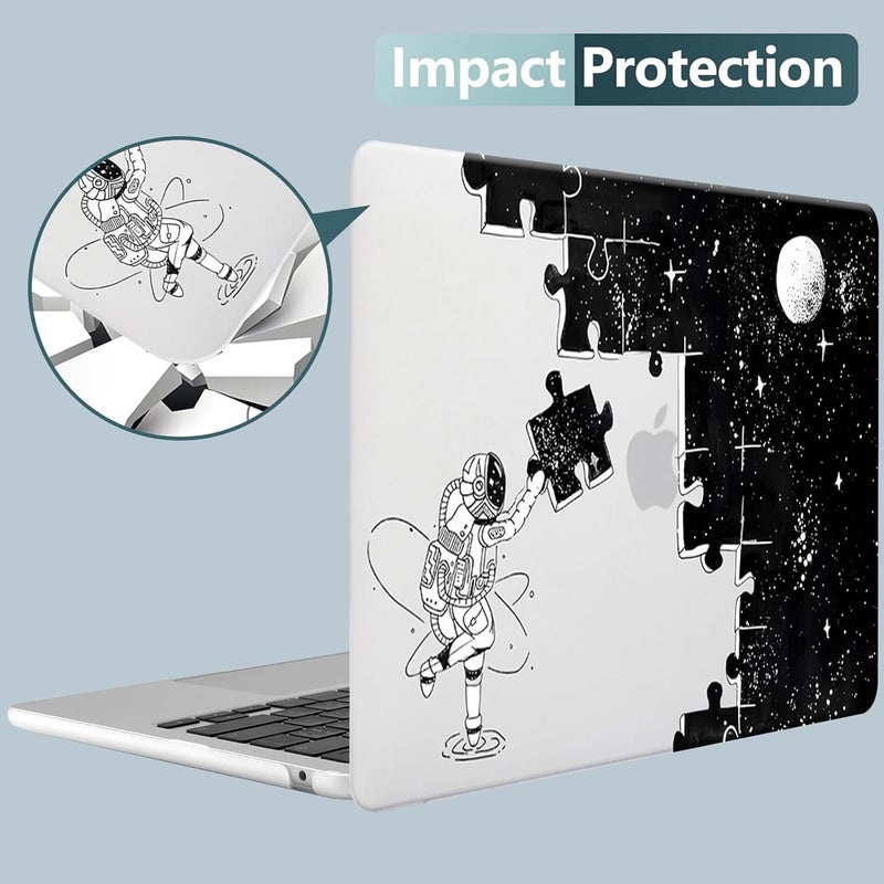 KEROM Compatible for MacBook Air 13 inch Case 2021 2020 2019 2018 M1 A2337 A2179 A1932, MacBook Air M1 Case, Cute Aesthetic Protective Plastic Hard Shell & Keyboard Cover, Space Puzzle - Image 4