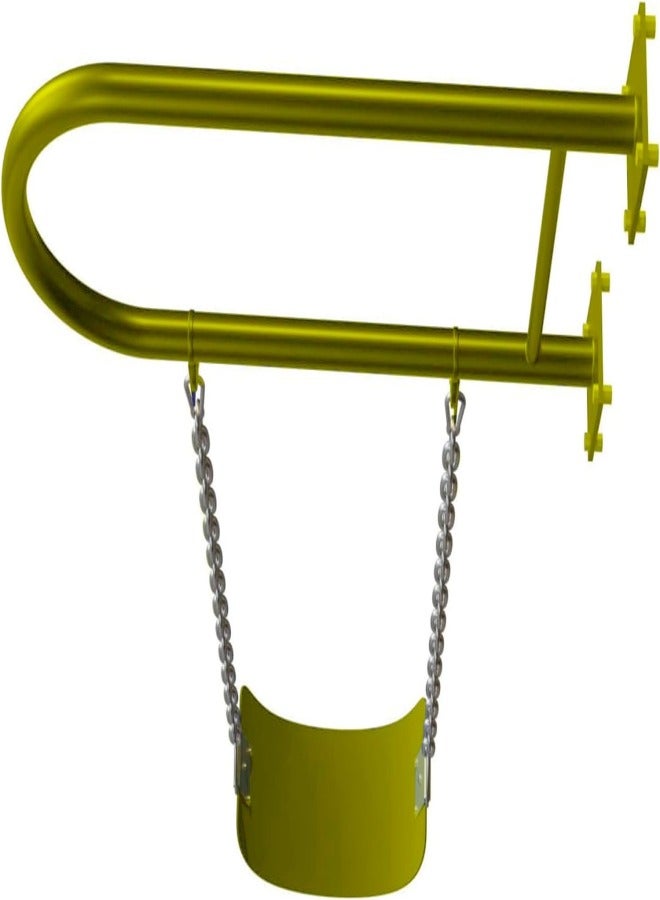 فيتنس ورلد فيتنس وورلد مقعد حديدي متأرجح عالي التحمل مع قضيب حديدي، سلسلة مغطاة بالبلاستيك وخطافات كبس، رائع للملعب والفناء الخلفي وغرفة اللعب (أصفر) - Image 2