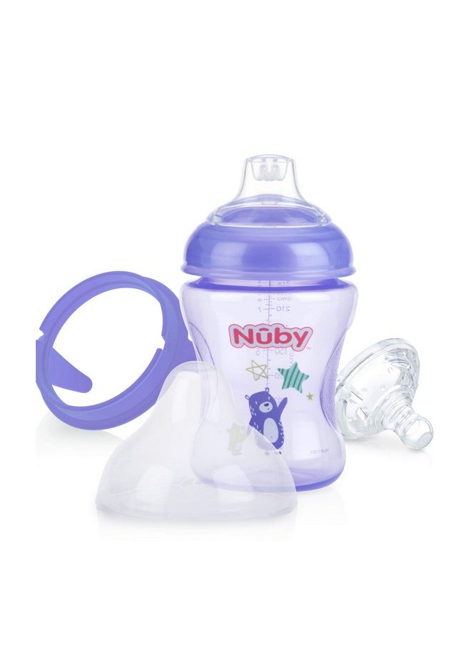 Nuby Nuby 3 Piece Natural Touch 3 Stage Wide Neck Breast Size Bottle-to-Cup, Girl  - Image 1