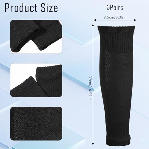 Tweruna 3 Pair PreCut Soccer Socks Black Precut Soccer Sleeves Socks Elastic Football Precut Leg Sleeves Grip Football Sock for Men Sports - Image 3