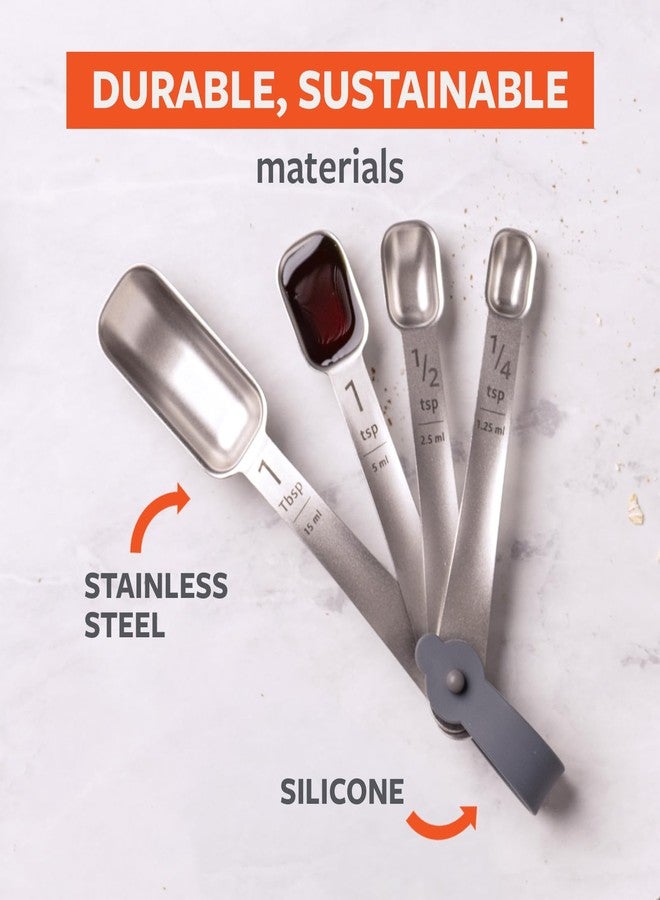 Full Circle Skinny Dip, Stainless Steel Measuring Spoons, 4-Piece Set - 1/4 tsp, 1/2 tsp, 1 tsp, and 1 Tbsp - Perfect for Spice Jars - Dishwasher Safe - Image 3
