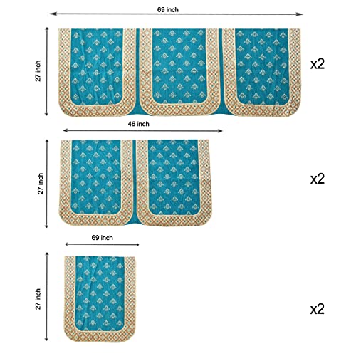 SAWNA HOMES L Shape 7 Seater Velvet Chenille Sofa Cover Set | Printed Sofa Back Covers with Ties | Anti-Slip Royal Look Sofa Protector for 3,2,1 Seater Sofa for Living Room (11 Pcs, Sky Blue) - Image 3