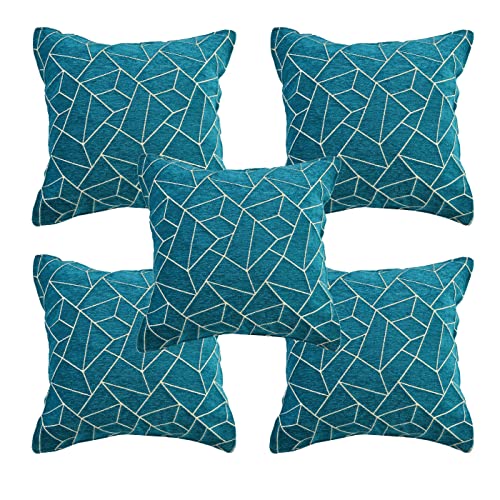 SAWNA HOMES L Shape 7 Seater Velvet Chenille Sofa Cover Set | Printed Sofa Back Covers with Ties | Anti-Slip Royal Look Sofa Protector for 3,2,1 Seater Sofa for Living Room (11 Pcs, Sky Blue) - Image 5