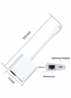 Excefore Lightning to RJ45 Ethernet LAN Network Adapter with Charge Port for Select iPhone, for iPad Models 100Mbps Charging Plug and Play  - Image 2
